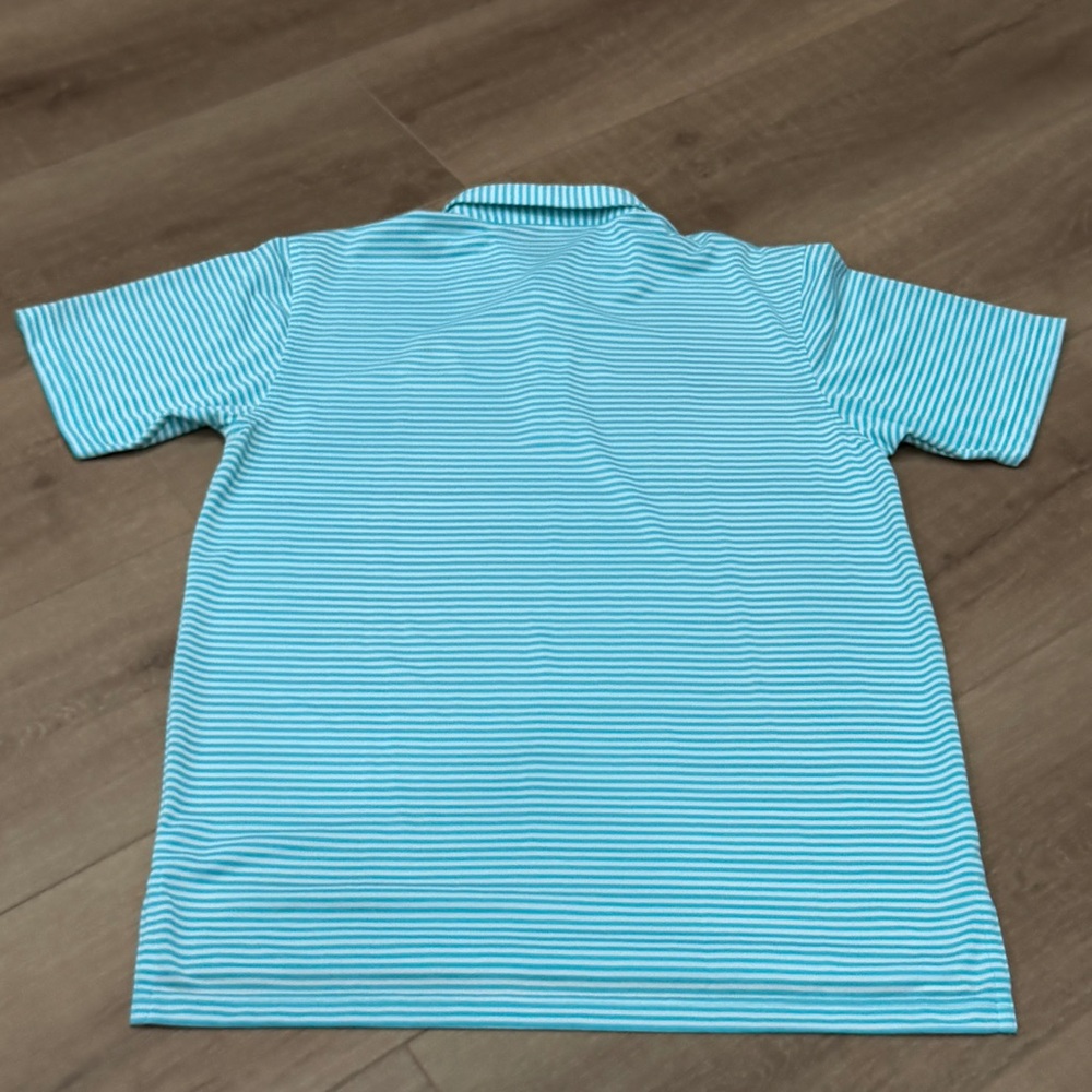 Peter Millar Summer Comfort The Crosby Green White Stripe Polo Shirt Men Large - Picture 8 of 8